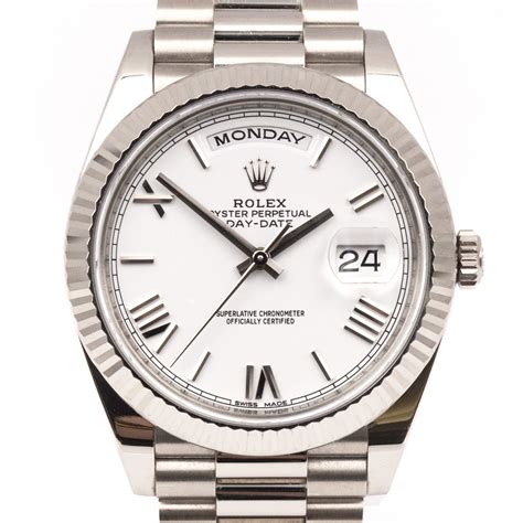 rolex gold presidential white face|rolex presidential 40mm diamond bezel.